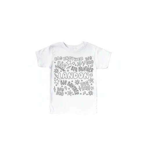 Colorable Big Bro Personalized Kids Graphic Tee | White