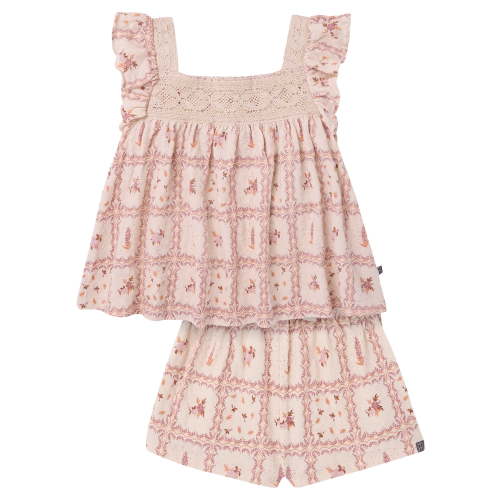 Modern Moments by Gerber Toddler Girl Square Neck Ruffle Outfit Set, 2-Piece, Sizes 12 Months - 5T