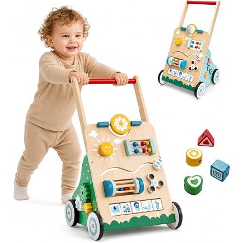 SAYRAM Wooden Baby Walker, Montessori Push Walker, 1st Birthday Gifts