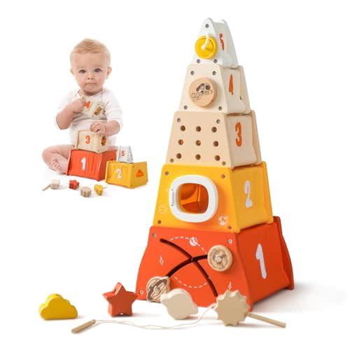 OESSUF Stacking Toy Nesting Box, Montessori Toys Stacking & Nesting Blocks, Toddlers Montessori Educational Toys, Preschool Learning Fine Motor Skills Game