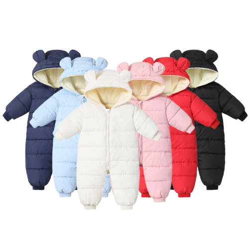 Esaierr Newborn Baby Romper Puffer Jacket Girls Boys Snowsuit Jacket Winter Jumpsuit with Ear Hooded for 3M-24M