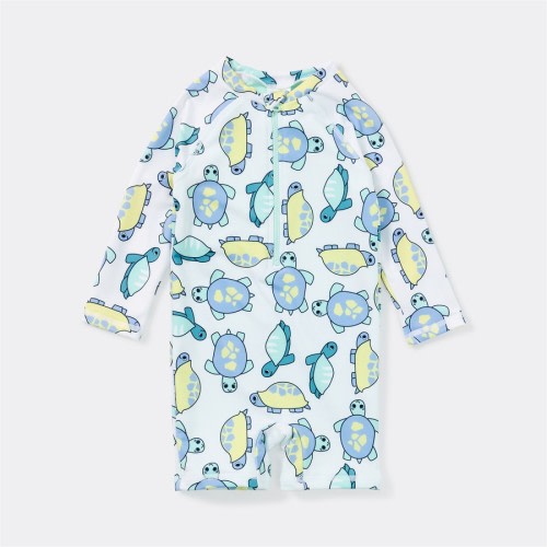 Dymples Baby Turtle Print Swim Suit - White