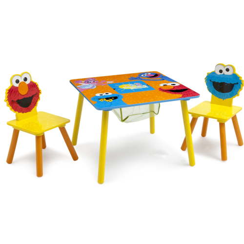 Free Shipping! Sesame Street Kids Storage Table and Chairs Set by Delta Children, Wooden, Elmo and Cookie Monster
