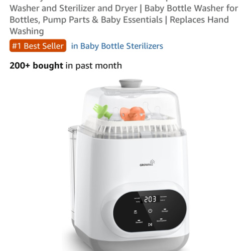 Grownsy EaseClean Bottle Washer Pro | All-in-One Bottle Washer and Sterilizer and Dryer | Baby Bottle Washer for Bottles, Pump Parts & Baby Essentials | Replaces Hand Washing