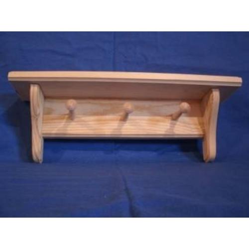 Rustic wooden  Shelf, wooden sheves, wood shelves, wooden wall shelves,  16" with 3 pegs, unfinished, Wall shelf, wooden wall decor