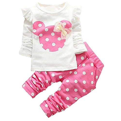 MH-Lucky Baby Girl Clothes Infant Outfits Set 2 Pieces Long Sleeved Tops + Pants
