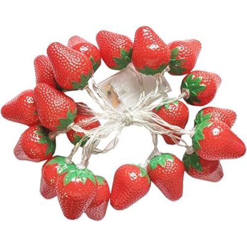 3M 20LED Fruit Strawberry String Lights Battery Powered Indoor Outdoor Lighting Lamp for Wedding Home Birthday Garden Yard Patio Party Christmas Tree Cute Decorations