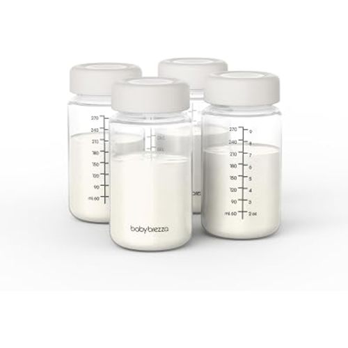 Baby Brezza Replacement Breastmilk Cooler Storage Bottles, 10 oz, 4-Pack