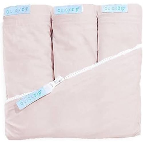 QuickZip Crib Sheet Set - Faster, Safer, Easier Baby Crib Sheets - Includes Blush Wraparound Base & 3 Zip-On Crib Sheets – Blush 100% Cotton - Fits All Standard Crib Mattresses