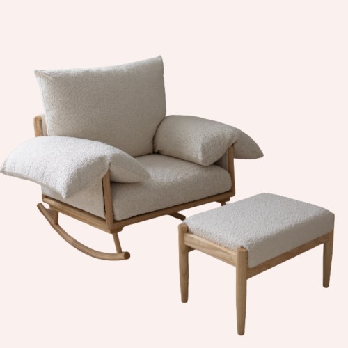 Jolie Rocker & Ottoman - Cream