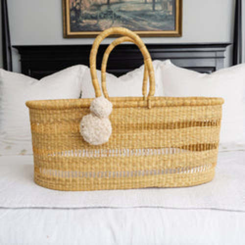 Basket OnlyModern Open WeaveAfrican Moses BasketNo HoodVegan Handle