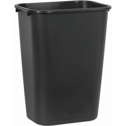 Rubbermaid Commercial Wastebasket Trash Container, 41QT/10.25 GAL, Plastic, Black, Stackable Trash Can for Bedroom/Bathroom/Office, Fits Under Desk/Sink/Cabinet