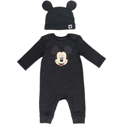 Disney Mickey Mouse Newborn Baby Boys Snap Cosplay Coverall and Hat Newborn to Infant