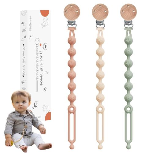 WeSweet 2Pack Pacifier Clips | Silicone Dummy Clips | One piece design Soother Clips | Great Baby Gifts for Newborn