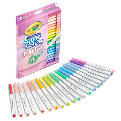 Crayola Pastel Supertip Washable Markers 20 Count, Kids Art Supplies, Safe for Ages 4+
