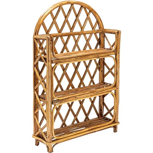 Bloomingville Boho Arched Woven Rattan 3-Tier Wall Shelf, Natural