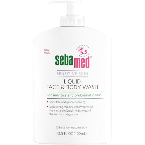 SEBAMED Paraben-Free Liquid Face and Body Wash with Pump pH 5.5 Dermatologist Recommended Mild Hydrating Cleanser for Sensitive Skin 13.5 Fluid Ounces (400 Milliliters)