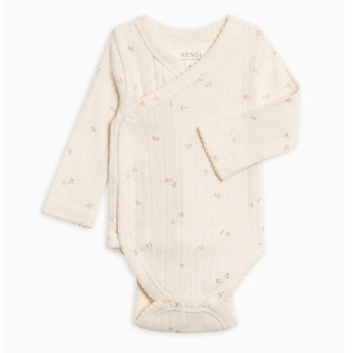 Hilda Brushed Back Pointelle Long Sleeve Kimono Bodysuit