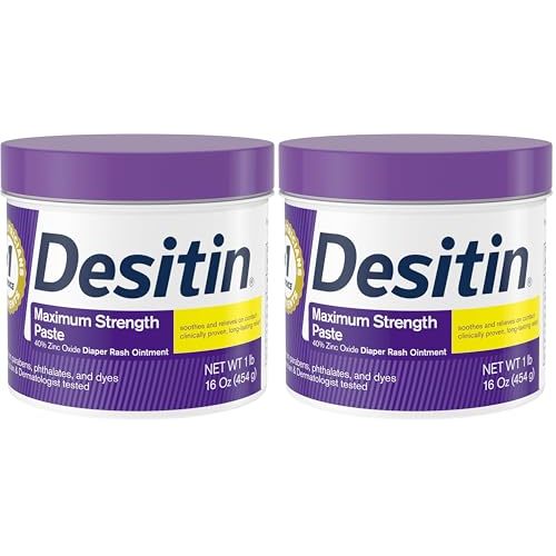 Desitin Maximum Strength Diaper Rash Cream, 40% Zinc Oxide | Treatment & Prevention | Hypoallergenic | Paraben-Free | 16 oz Pack of 2