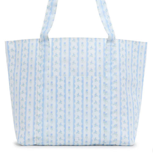 X-Large Tote - Jumbo Tote - Ribbon Floral Blue