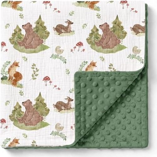 GLLQUEN BABY Muslin Baby Blankets for Boys & Girls, 2-Layer Toddler Blanket