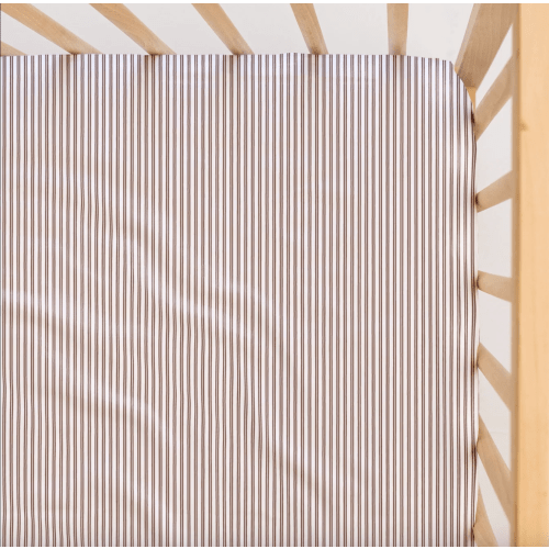 Waterproof Standard Cot/Crib Sheet | Mocha Pinstripe