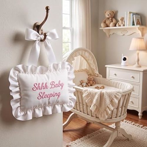 Pink Shhh Baby Sleeping Sign Decor for Front Door