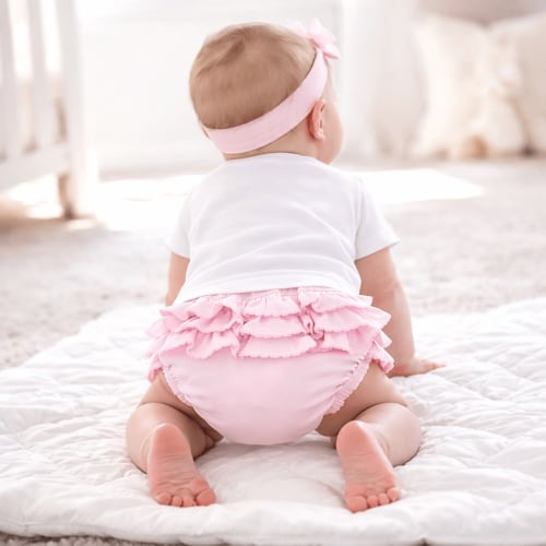 Baby Girl Pink Ruffled Diaper Cover - Peruvian Pima Cotton Essentials – Magnolia Baby