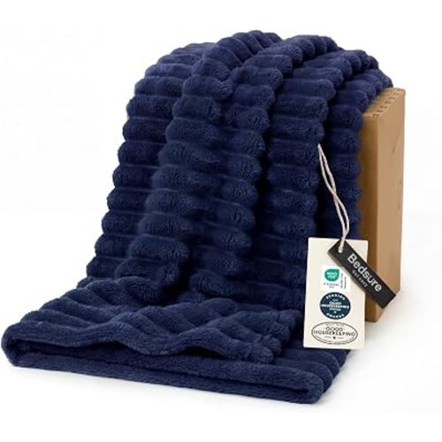 Bedsure GentleSoft Navy Blue Throw Blanket for Couch, Cozy Soft Blankets for Bed, Cute Small Fleece Throws, Birthday Gifts for Men Husband Dad, Navy, 50x60 Inches