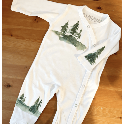 Baby Romper, Watercolor art, Trees, Baby Shower Gift, Clothes, Infant, Newborn, Sleeper, One Piece, Bodysuit