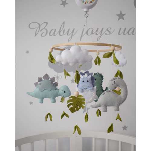 Personalized Dinosaur Baby Mobile: Felt Dino Nursery Decor