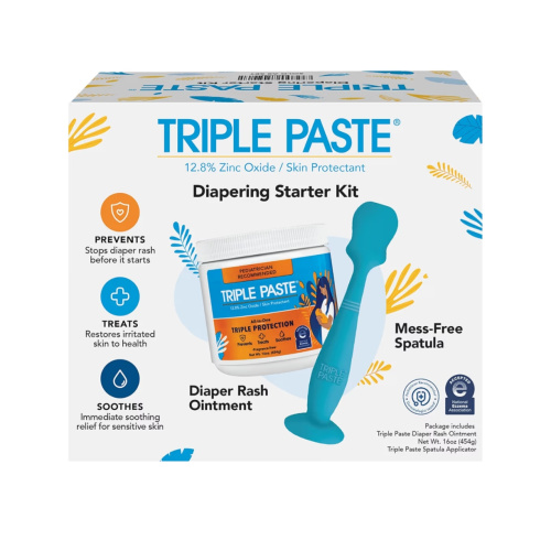Triple Paste Diaper Rash Cream for Baby & Baby Spatula Bundle - 16 oz Zinc Oxide Ointment and Spatula Treatment, Soothe and Prevent Rash with a Pediatrician-Recommended Hypoallergenic Formula