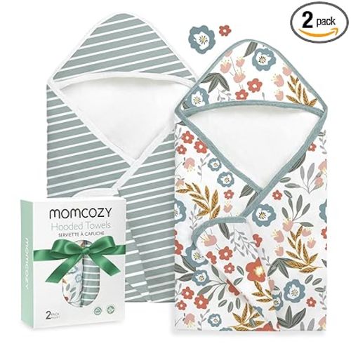 Momcozy Baby Towels, Soft Absorbent Bath Towel for Newborn&Toddler,Blossom | Soft&Absorbent Bath Towel Set,Gentle on Baby's Skin,Unisex Baby Essential