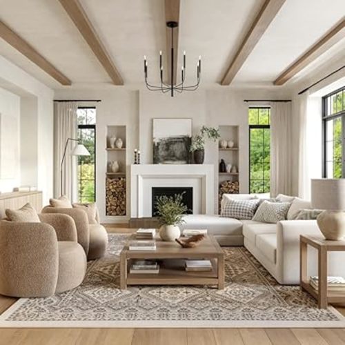 nuLOOM Becca Beige Medallion Power Loomed Area Rug, 8' x 10'