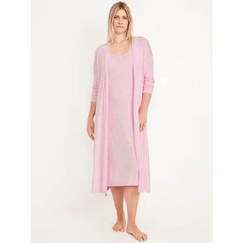 Size M, Pink - Old Navy Maternity Robe and Nursing Nightgown Set