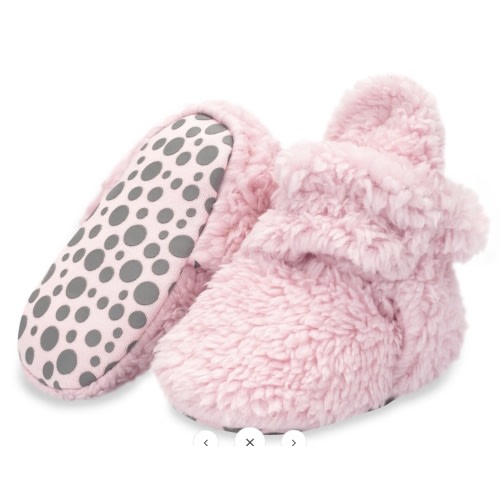Furry Gripper Baby Bootie - Baby Pink 6M