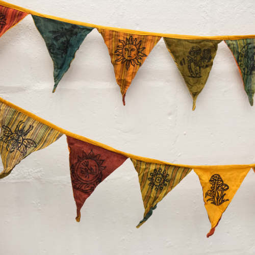 Colorful Boho Cotton Pennant Garland | Patchwork Bunting Decor – karmanepalcrafts
