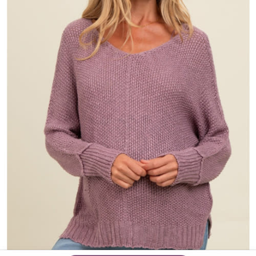 Lavender Chunky Knit Side Slit Maternity Sweater– PinkBlush