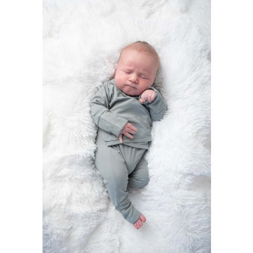 Wrap-A-Roo™ Wrap Opening Romper in Eucalyptus Grey