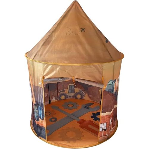 Playhouse for Boy Girl - Play Tent for Kids Toddlers, Pop Up Portable Toy Gift, Indoor Outdoor Airfort Bed Fort Party Room Airplane Bulldozer Excavator 3 4 5 6 Year Old (Construction Truck)