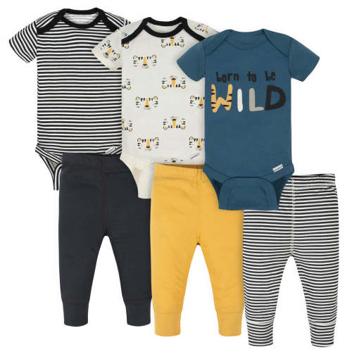 6-Piece Baby Boys Wild Onesies® Brand Bodysuits & Pants Set – Gerber Childrenswear