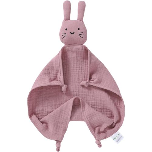 Organic Cotton Bunny Loveys for Babies,Newborn Baby Lovey Security Blanket,Lovies for Babies New Born Baby Unique Neutral Gifts Boys and Girls (Bunny-Baby Pink)