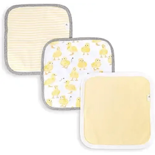 Burt's Bees Baby Infant Washcloths, 100% Organic Cotton, Soft and Super Absorbent Knit Terry Wash Cloth - 3 Pack Set