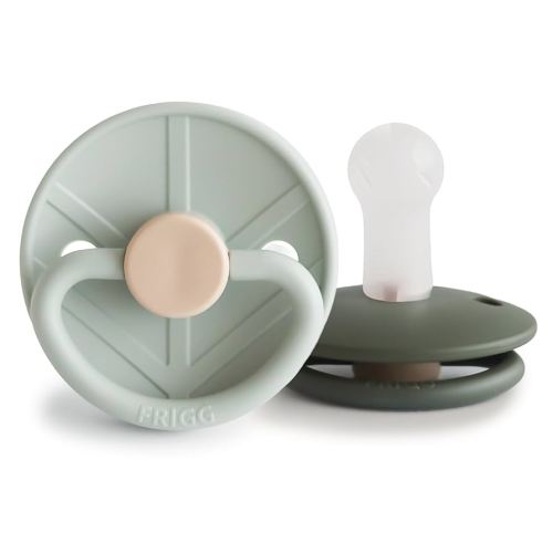 FRIGG Little Viking SilkySoft Silicone Baby Pacifier 2-Pack | Made in Denmark | BPA-Free (Sage/Olive, 6-18 Months)
