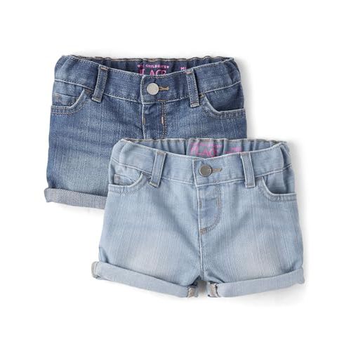 The Children's Place Baby Girls' and Toddler Jean Midi Shorts, Lily Wash