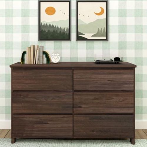 Max & Lily 6 Drawer Dresser, Storage Drawers Farmhouse Solid Wood Bedroom Dressers