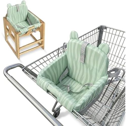 Padded Shopping Cart Cover for Baby, Sofa-Like Comfort Grocery cart Cover, Machine Washable High Chair Cushion, Sage Green,