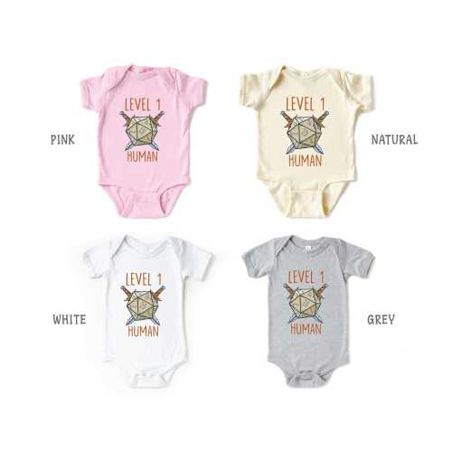 Custom Dragon Baby Onesie®, Level 1 Human Baby Bodysuit, Birthday Boy Girl Gifts, Funny Baby Clothes, Cute Baby Announcement, Newborn Outfit