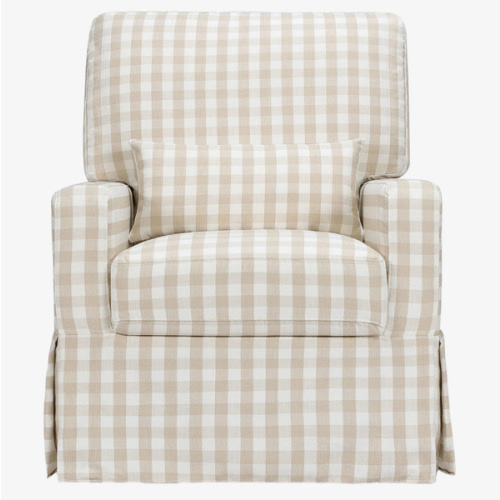 Crawford Pillowback Comfort Swivel Glider in Gingham