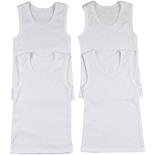 ToBeInStyle Boys' Pack of 4 100% Cotton Tank Tops Unisex Everyday Undershirts
